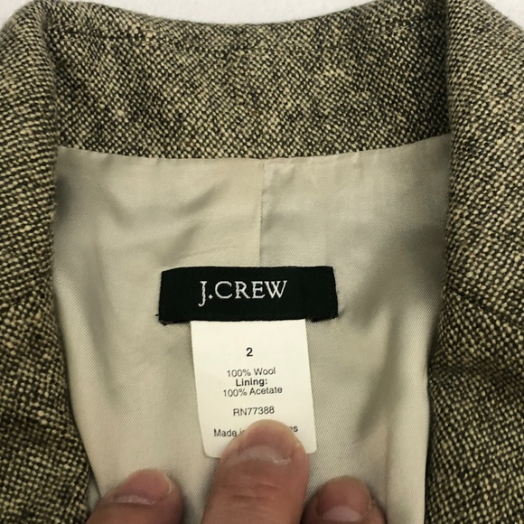 J. Crew Tweed Blazer Elbow Patches Brown 100% Wool - Picture 5 of 8
